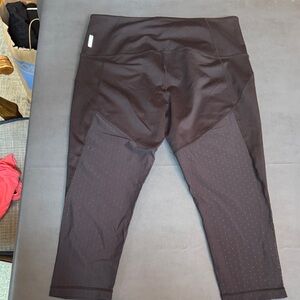 Black Athleta Cropped Leggings - mesh polka dot on back